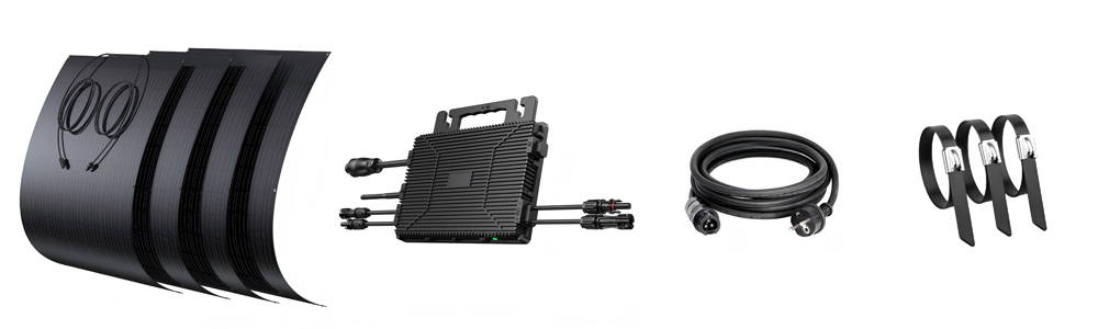 1600W Flexible Solar Balcony System components