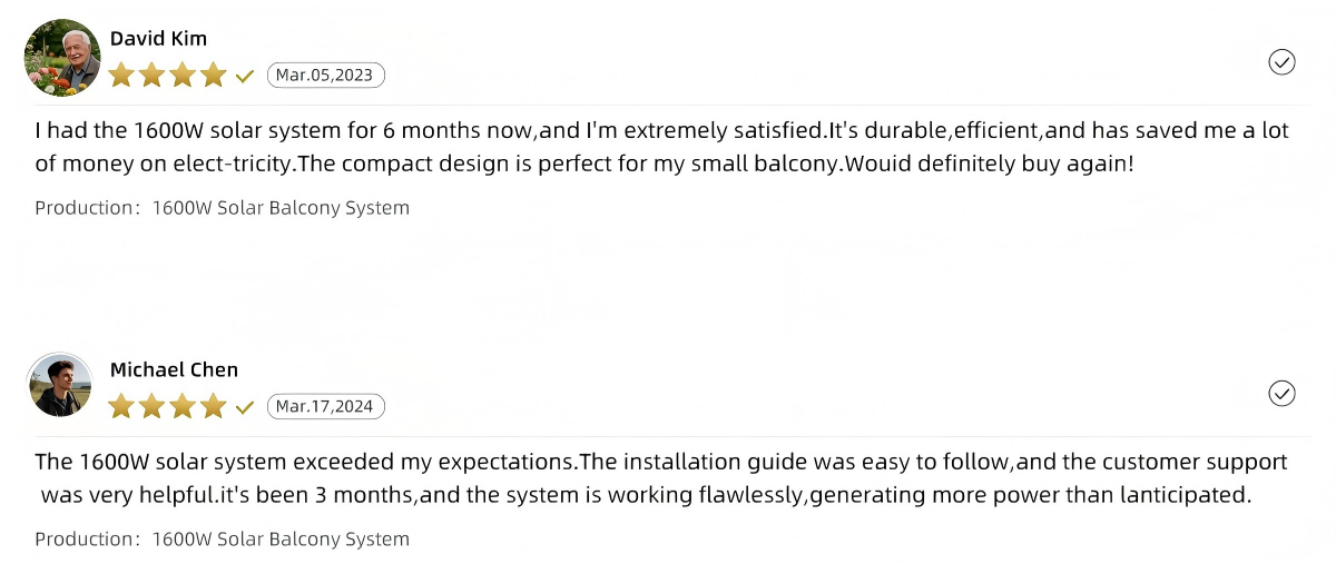 1600W Flexible Solar Balcony System Customer Feedback