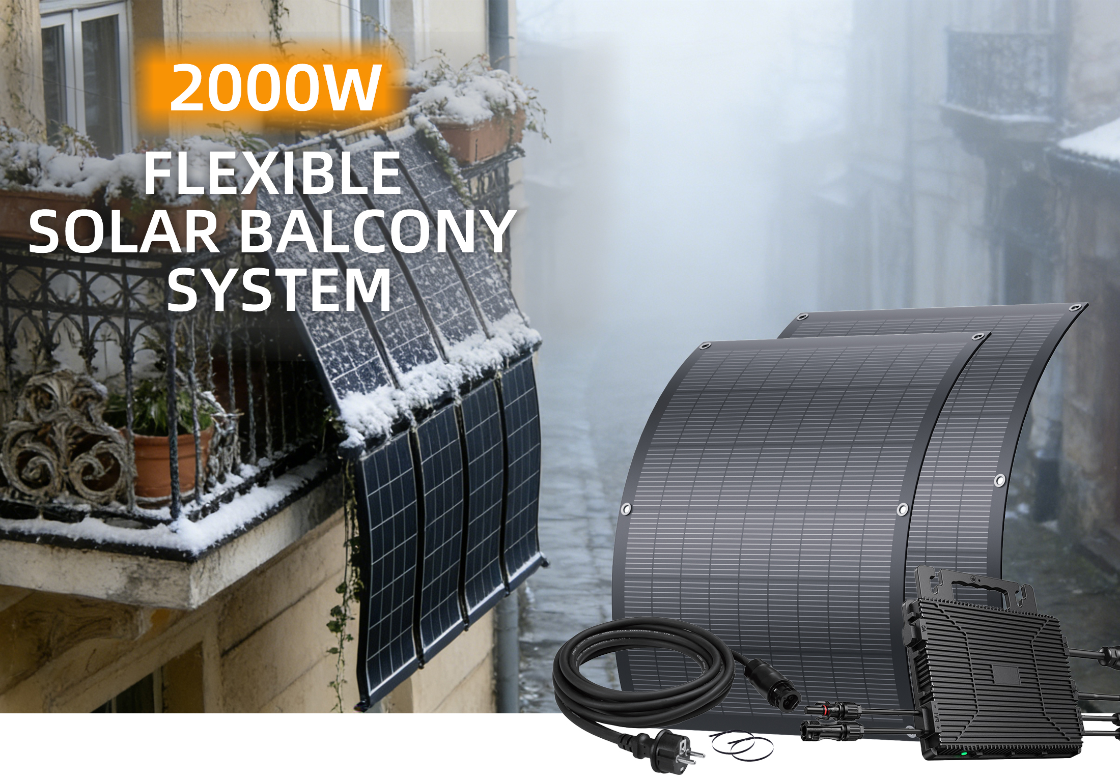 2000W flexible solar panel for German family balcony