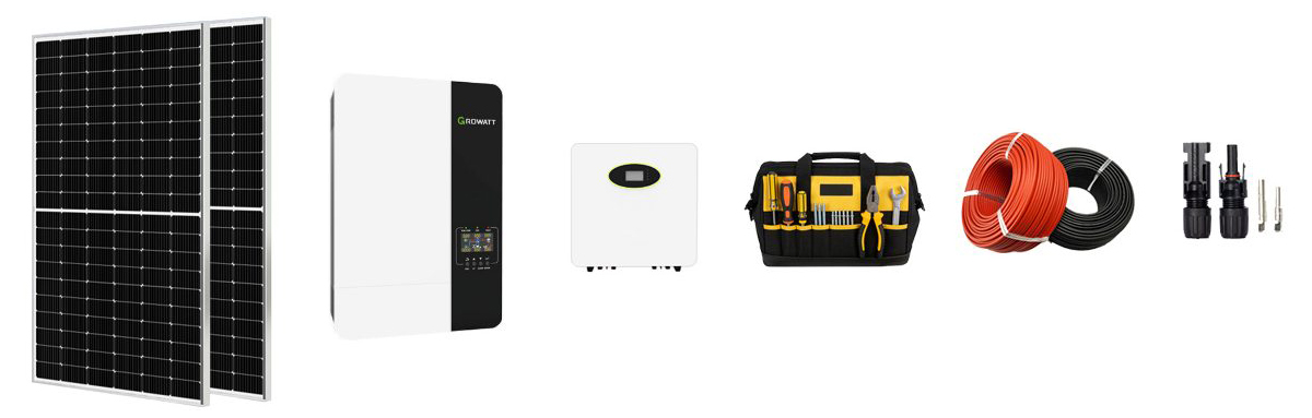 Components of a 5kW off-grid household solar energy system